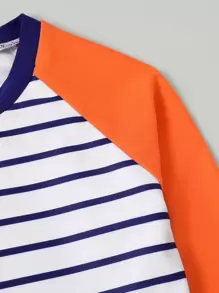 Tween Boy Striped Color Block Beach Swimsuit - Multicolor - View 5