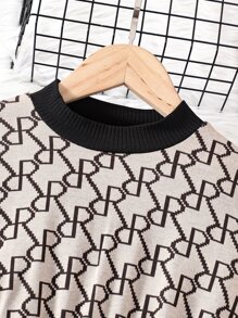 Girls Allover Print Mock Neck 2 In 1 Dress With Bag - Multicolor - View 4