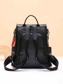 Minimalist Functional Backpack With Pom Pom Charm, Mother's Day Gift For Mom For Women, Rookies & White-Collar Workers