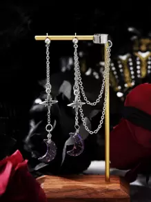 Star & Moon Decor Mismatched Earrings - Multicolor - View 3