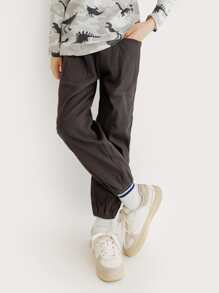 Quần Trai Dây kéo Túi màu trơn Giải trí - Màu nâu Sô-cô-la - Xem 1