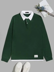 Manfinity VCAY Men Patch Detail 2 In 1 Polo Shirt - Dark Green - View 1