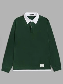 Manfinity VCAY Men Patch Detail 2 In 1 Polo Shirt - Dark Green - View 4