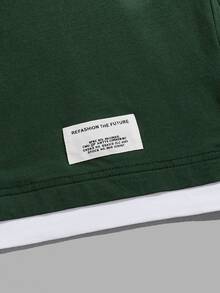 Manfinity VCAY Men Patch Detail 2 In 1 Polo Shirt - Dark Green - View 5