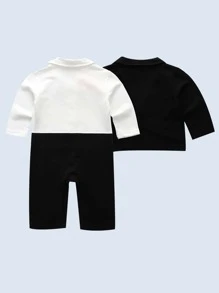 Đứa bé trai Nơ mặt trước Áo liền quần & Áo vest - Đen và trắng - Xem 2