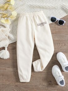 Toddler Girls Letter Graphic Joggers - Apricot - View 1