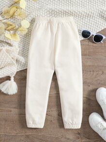 Toddler Girls Letter Graphic Joggers - Apricot - View 2