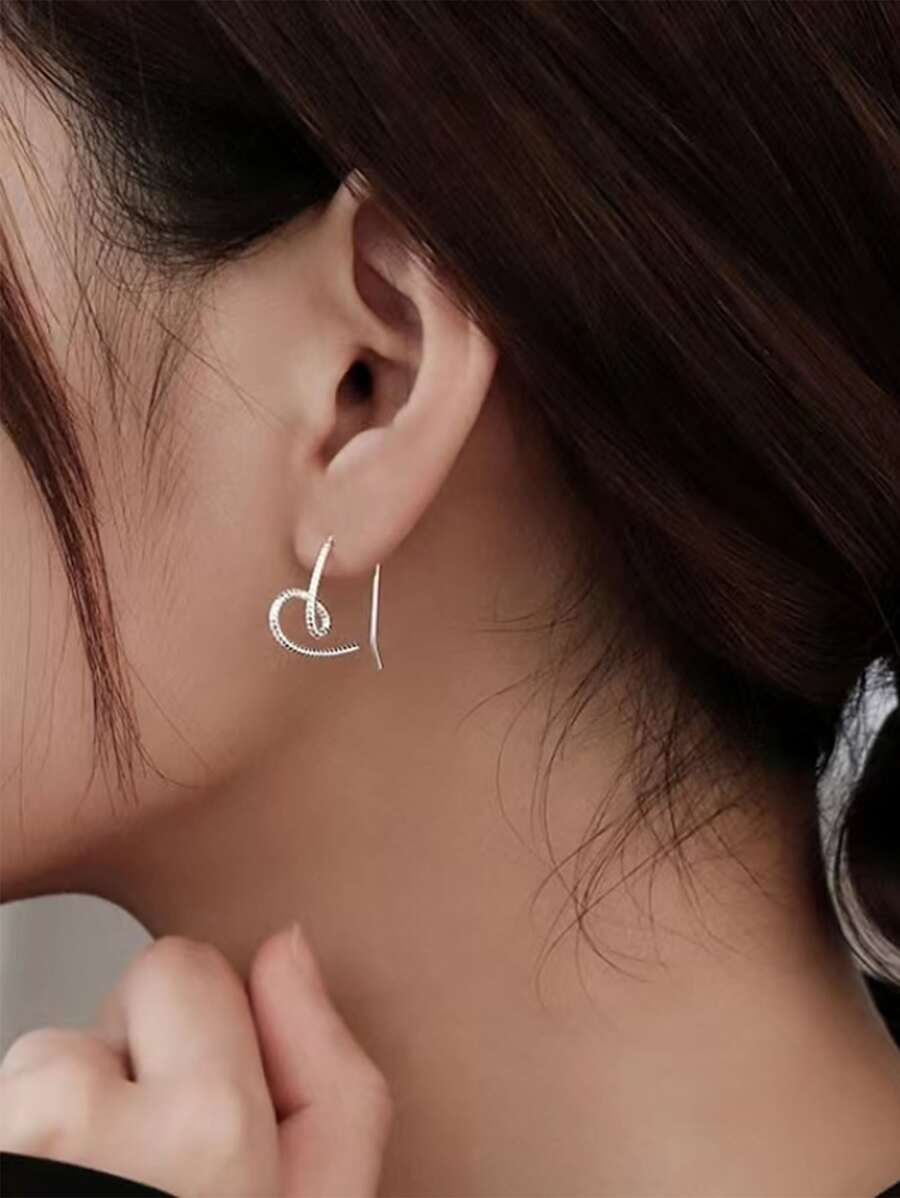 bông tai vòng bít trái tim - Bạc - Xem 1