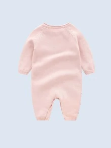 Bebé Mono de manga raglán tejido - Rosa Pálido - Ver 3