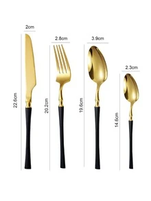 4/16/24pcs Narrow Waist Stainless Steel Cutlery Set, Including Knife, Fork And Spoon, Suitable For Kitchen, Restaurant, Wedding, Party And Festival Gifts - Multicolor - View 3