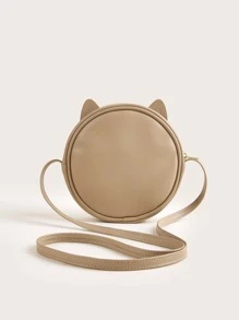 Girls Cartoon Ear Decor Fluffy Circle Bag - Khaki - View 3