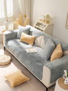 1入組素色沙發巾和1入組隨機色靠墊套不附帶墊芯 - 淺灰紫 - 查看 4