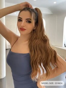 Long Curly Ponytail Synthetic Hair Extension - Brown - View 2