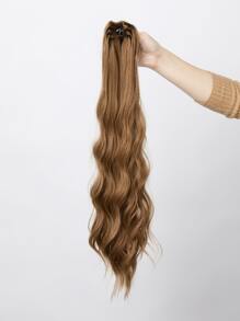 Long Curly Ponytail Synthetic Hair Extension - Brown - View 6