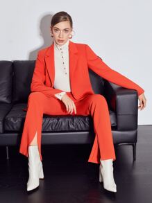 MOTF PREMIUM STRAIGHT FIT SPLIT SUIT TROUSERS - Orange - View 3