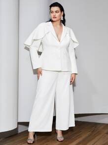 MOTF PLUS WIDE SUIT TROUSERS - White - View 3