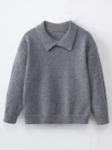 Niñito Jersey unicolor con cuello - Gris - Ver 1