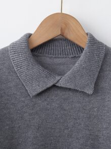 Niñito Jersey unicolor con cuello - Gris - Ver 4