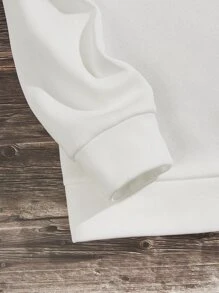 GENTILAND Men Letter Graphic Quarter Zip Sweatshirt - White - View 5