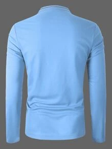 Manfinity Homme Men Half Button Polo Shirt - Blue - View 2