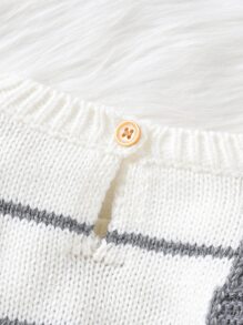 嬰兒女童條紋圖案2合1針織連體褲 - 彩色 - 查看 3