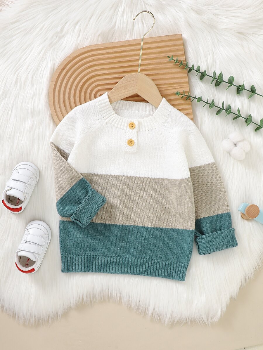 SHEIN Chàng trai trẻ Khối màu Tay Raglan Áo len - Nhiều màu - Xem 1