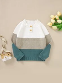 SHEIN Chàng trai trẻ Khối màu Tay Raglan Áo len - Nhiều màu - Xem 3