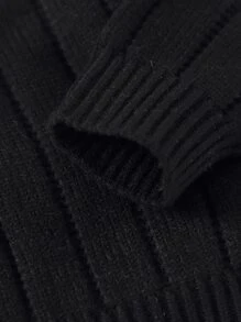 Bebé Jersey de cuello alto tejido de canalé - Negro - Ver 5