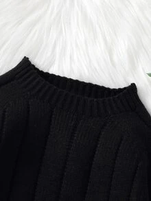 Bebé Jersey de cuello alto tejido de canalé - Negro - Ver 6