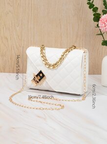 Waterproof,Lightweight,Business Casual Quilted Flap Chain Crossbody Bag For Teen Girls Women College Students,Rookies & White-collar Workers Perfect for Office,College,Work ,Business,Commute - White - View 3