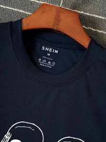 Hombres Camiseta estampado de cráneo - Azul Marino - Ver 7