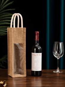 1 pieza Bolso portátil vino - Beis - Ver 2