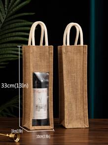 1 pieza Bolso portátil vino - Beis - Ver 3