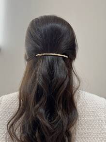 Simplistic Metal Spring Clip For The Back Of The Head Casual Tiaras Hair Clips,Hair Accessories,Hair Barrettes, School Stuff - Gold - View 2