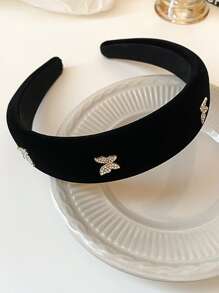 Rhinestone Butterfly Decor Headband Royal Tiaras - Black - View 4