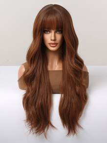 Nâu Dài 28 Inch Xoăn Tổng Hợp Tóc Giả Với Bangs Cho Nữ Tự Nhiên Sóng Thân Tóc Giả Dành Cho Bữa Tiệc Hàng Ngày Cosplay chịu Nhiệt Tóc Giả - màu nâu - Xem 7