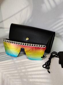 男士鏈條裝飾平頂形太陽眼鏡帶眼鏡繩