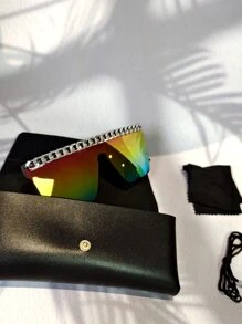 男士鏈條裝飾平頂形太陽眼鏡帶眼鏡繩