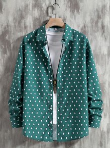 Manfinity Men Allover Geo Print Shirt - Green - View 1