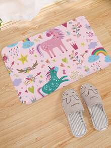 Alfombra de puerta con estampado de unicornio de dibujos animados - Rosa - Ver 5
