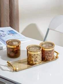 1set Clear Snack Jar & Tray - Multicolor - View 1