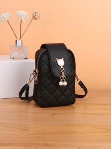 Litchi Embossed Faux Pearl Decor Quilted Phone Wallet Purse Shoulder Bag Phone Case Crossbody Bag Phone Bag Clutch Cellphone Case Pouch Lightweight, Modern, Business Credit Card, ID Card, Money, Cash Business Casual Teachers' Day, Teacher Gifts, Work, Business, Commute, Travel, Holiday, Office, Vacation, For Anniversary, For Couple, For Birthday Gift, On Valentine Day, For Gift For Lady, For Female, White-Collar Workers, For Women