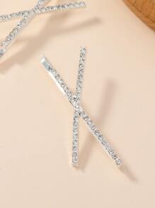 2 piezas de pasadores de lujo para el cabello decorados con rhinestone para mujeres, clips elegantes de decoración para el cabello, sujetadores de pelo tipo pinza - Plateado - Ver 4