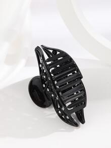 Garra de pelo con diseño de diamante de imitación en forma de hoja - Negro - Ver 3