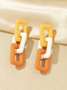 2入組鏈條設計耳環 - 彩色 - 查看 2