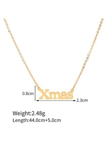 Christmas Letter Charm Necklace - Yellow Gold - View 3