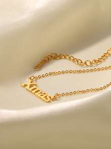 Christmas Letter Charm Necklace - Yellow Gold - View 6