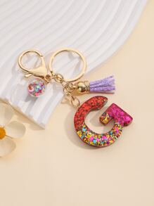 字母和流蘇墜飾鑰匙圈 - 彩色 - 查看 2