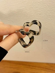 豹紋圖案愛心設計圓耳環 - 彩色 - 查看 4