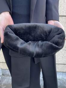 Solid Plush Lined Tights - Black - View 1